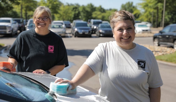 Staff Washing Cars